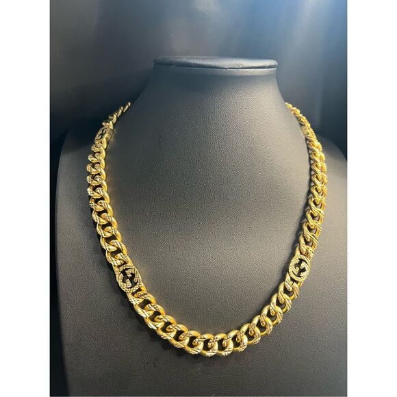 Gucci double g gold tone chunky chain necklace - Picture 1 of 8